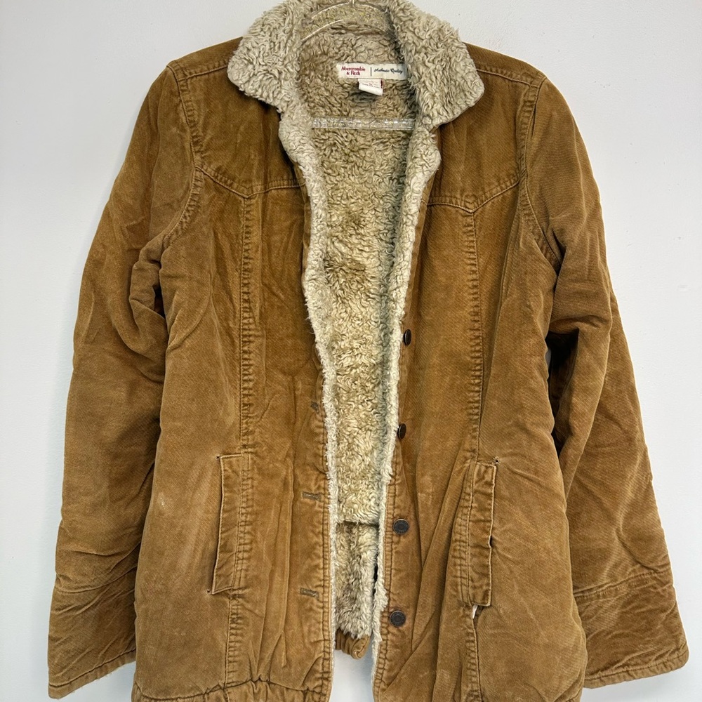 Abercrombie & Fitch Tan Teddy Penny Lane Jacket Coat Sherpa size medium